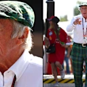 Sir Jackie Stewart a enfilé son capuchon et son pantalon de combinaison tartan signature. Swipe pour plus